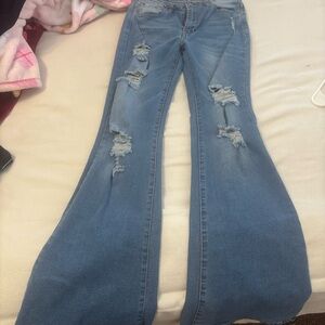 Almost Famous Blue Flare Wide Leg Jeans